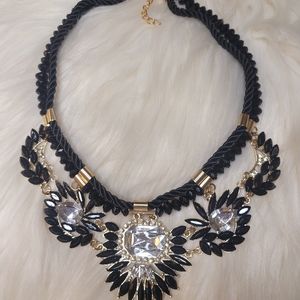 Black & Gold Jewel Statement Necklace